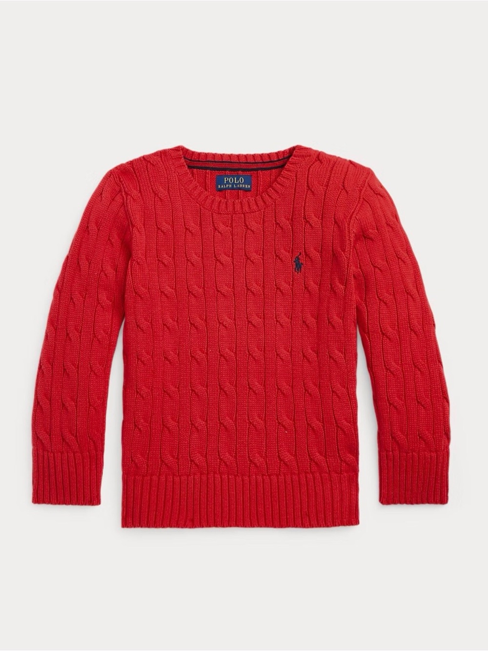 Polo by Ralph Lauren Kids Red Cable-Knit Crewneck Sweater